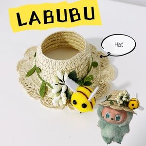 Labubu Straw Hat with Bee Decoration